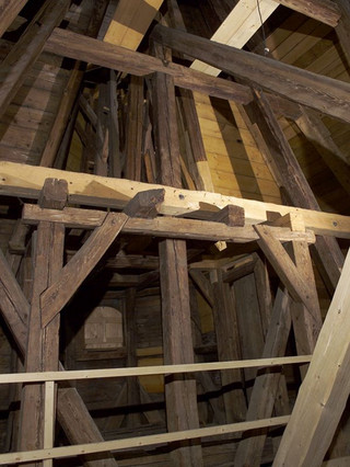 Spätgotisches Dachwerk im Dachstuhl der Burg