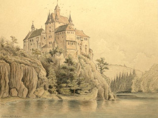 Ilustracja Zamku Kriebstein z roku ok. 1830